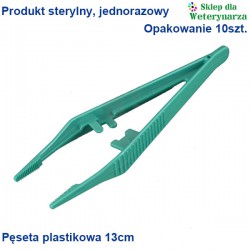 Pęseta plastikowa 13cm, sterylna, jednorazowego użytku, opak 10szt