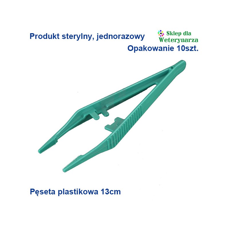 Pęseta plastikowa 13cm, sterylna, jednorazowego użytku, opak 10szt