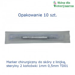 Marker chirurgiczny do skóry z linijką sterylny 2 końcówki 1mm 0,5mm /10 szt.